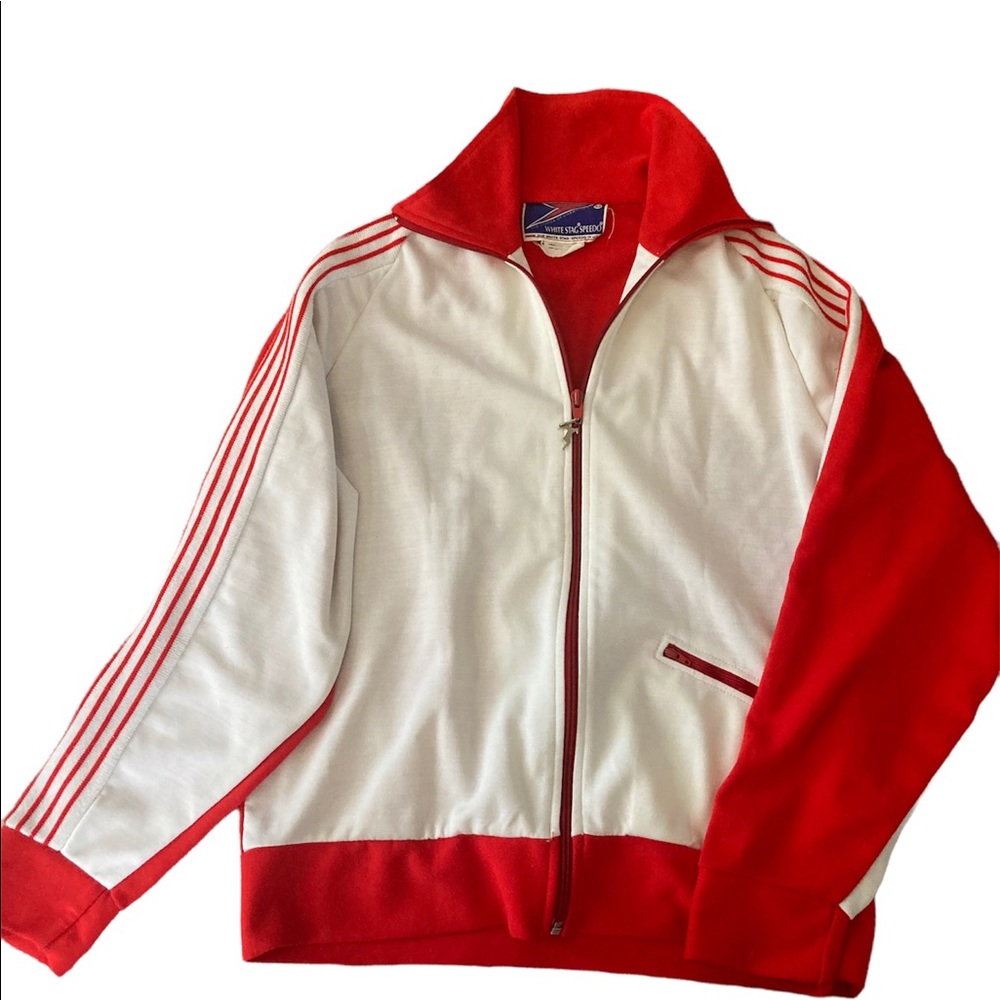 HTF Vintage 1980’s White Stagg Speedo Track Jacket Size M